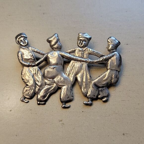 Antique Dutch silver brooch, tin flat pin - Picture 1 of 4
